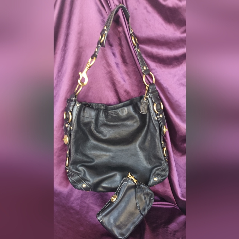 Coach Carly Black Leather Bag